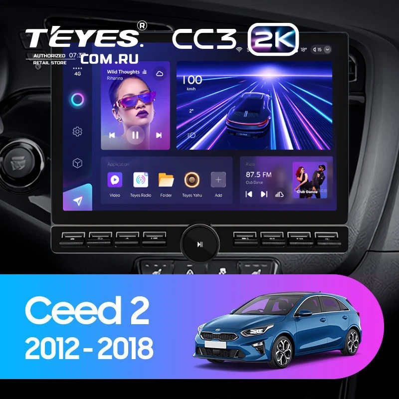 Штатная магнитола Teyes CC3 2K 6/128 Kia Ceed 2 JD (2012-2018) (13" с кнопками)