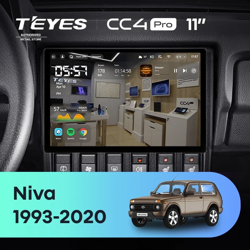 Штатная магнитола Teyes CC4 Pro 12/256 Lada Niva (1993-2020) (11")