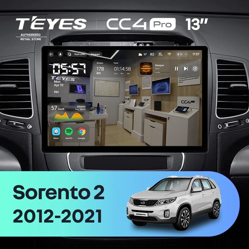 Штатная магнитола Teyes CC4 Pro 12/256 Kia Sorento 2 II XM (2012-2021) F2 (13")