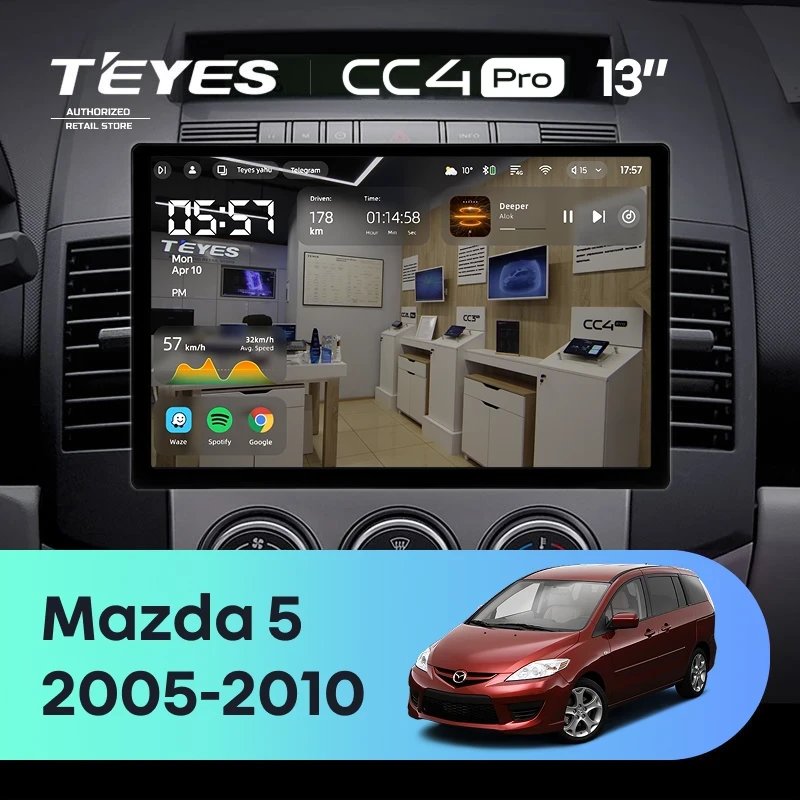 Штатная магнитола Teyes CC4 Pro 12/256 Mazda 5 2 CR (2005-2010) (13")