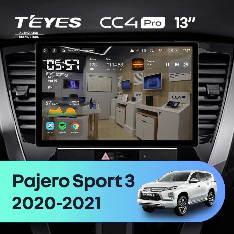 Штатная магнитола Teyes CC4 Pro 8/128 Mitsubishi Pajero Sport 3 (2020-2021) (13")