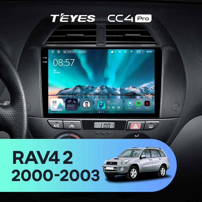 Штатная магнитола Teyes CC4 Pro 8/128 Toyota RAV4 2 CA20 (2000-2003) F3
