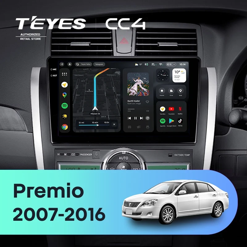 Штатная магнитола Teyes CC4 8/128 Toyota Premio (T260) (2007-2016) Правый руль
