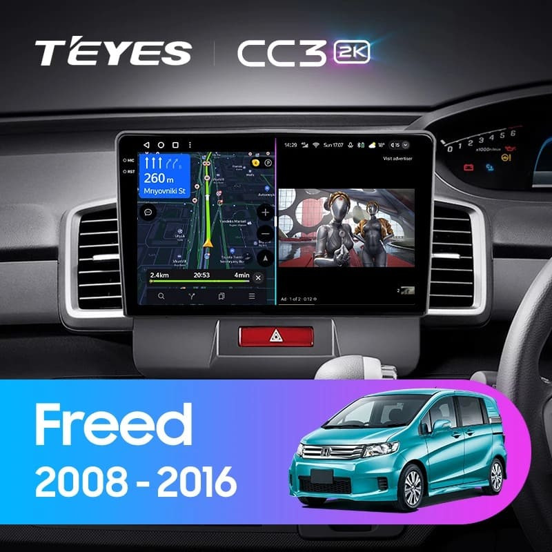 Штатная магнитола Teyes CC3 2K 4/32 Honda Freed 1 (2008-2016) F1 Правый руль