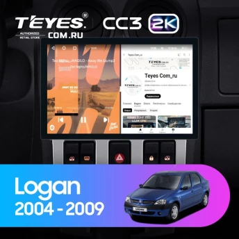 Штатная магнитола Teyes CC3 2K 4/32 Renault Logan 1 (2004-2009) (11")