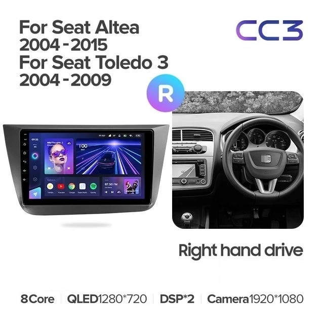 Штатная магнитола Teyes CC3 4/32 Seat Toledo 5P 3 (2004-2009) Правый руль