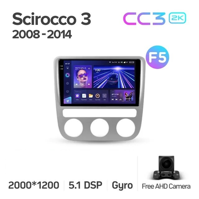 Штатная магнитола Teyes CC3 2K 6/128 Volkswagen Scirocco 3 Mk3 (2008-2014) F5