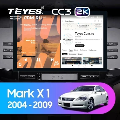 Штатная магнитола Teyes CC3 2K 4/64 Toyota Mark X X120 (2004-2009) Правый руль (13")