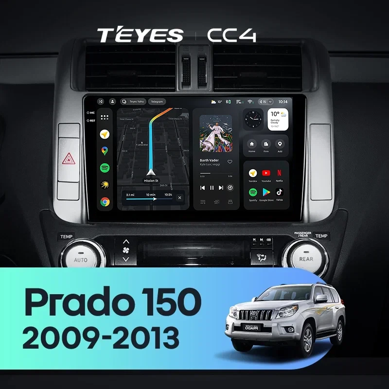 Штатная магнитола Teyes CC4 6/64 Toyota Land Cruiser Prado 150 (2009-2013) F2 Тип-B