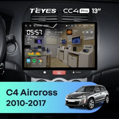 Штатная магнитола Teyes CC4 Pro 12/256 Citroen C4 Aircross (2010-2017) Тип-A (13")
