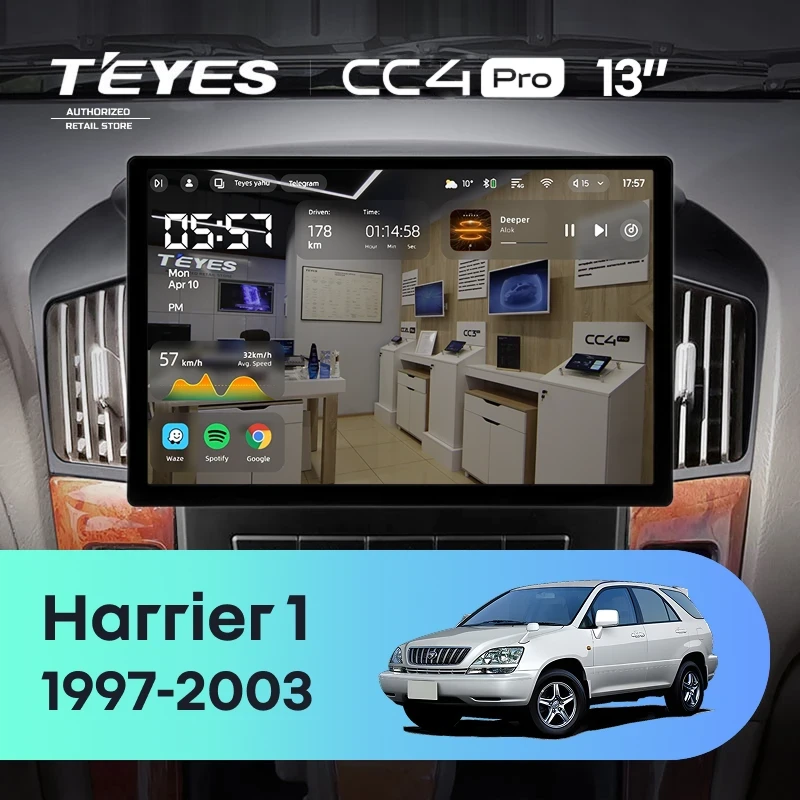 Штатная магнитола Teyes CC4 Pro 8/128 Toyota Harrier 1 (XU10) (1997-2003) F2 (13")