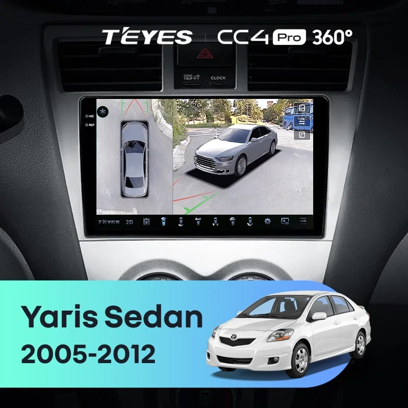 Штатная магнитола Teyes CC4 Pro 360 12/256 Toyota Yaris Sedan (2005-2012)