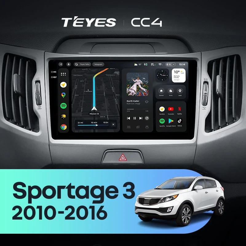 Штатная магнитола Teyes CC4 6/64 Kia Sportage 3 SL (2010-2016) Тип-A