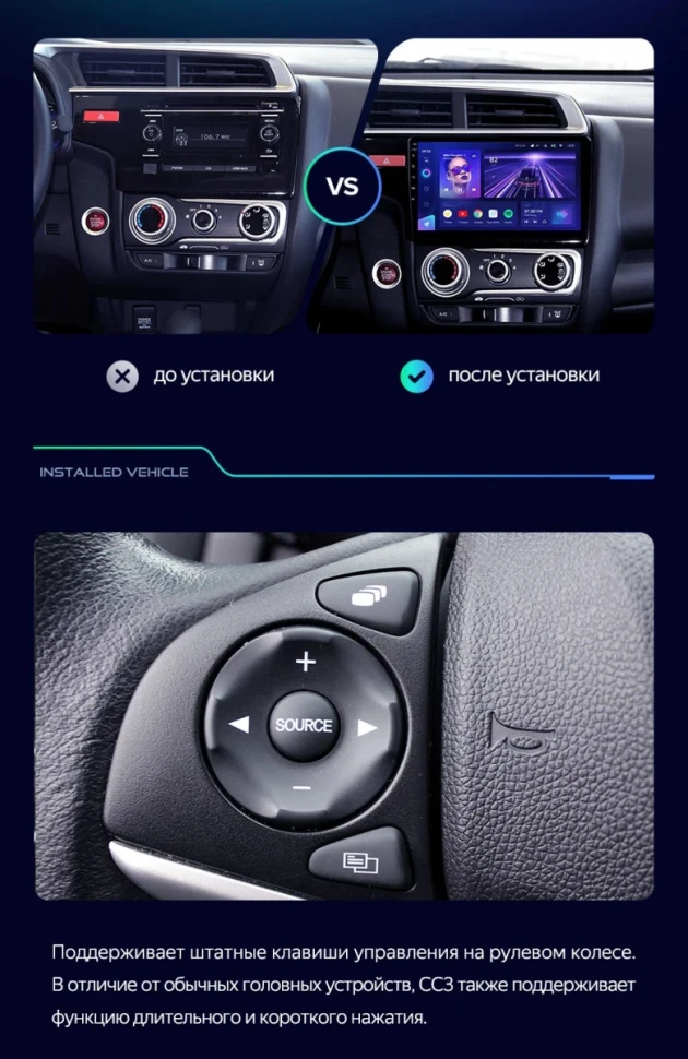 Штатная магнитола Teyes CC3 2K 360 6/128 Honda Fit 3 (2013-2020) Тип-A