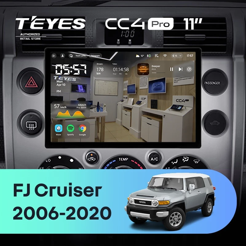 Штатная магнитола Teyes CC4 Pro 8/128 Toyota FJ Cruiser J15 (2006-2020) (11")