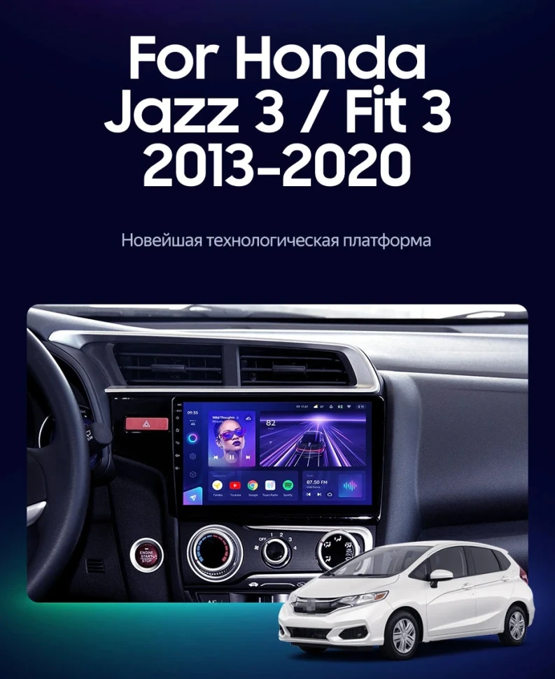 Штатная магнитола Teyes CC3 2K 4/64 Honda Jazz 3 (2013-2020) Тип-A