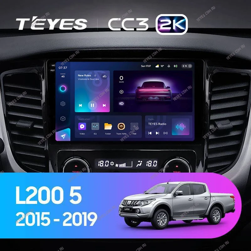 Штатная магнитола Teyes CC3 2K 4/64 Mitsubishi L200 5 (2015-2019) кондиционер F1