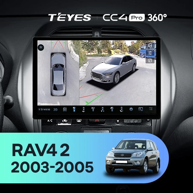 Штатная магнитола Teyes CC4 Pro 360 12/256 Toyota RAV4 2 CA20 CA20W XA20 (2003-2005) F4 (13")