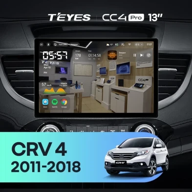 Штатная магнитола Teyes CC4 Pro 12/256 Honda CR-V 4 RM RE (2011-2018) Тип-C (13") 9 inch