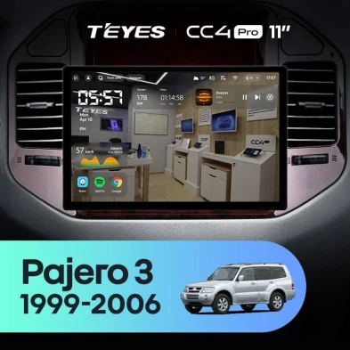 Штатная магнитола Teyes CC4 Pro 8/128 Mitsubishi Pajero 3 V70 V60 (1999-2006) (11")