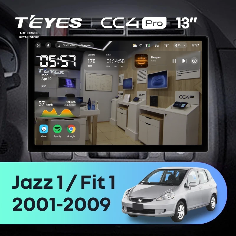 Штатная магнитола Teyes CC4 Pro 12/256 Honda Fit 1 (2001-2009) (13")
