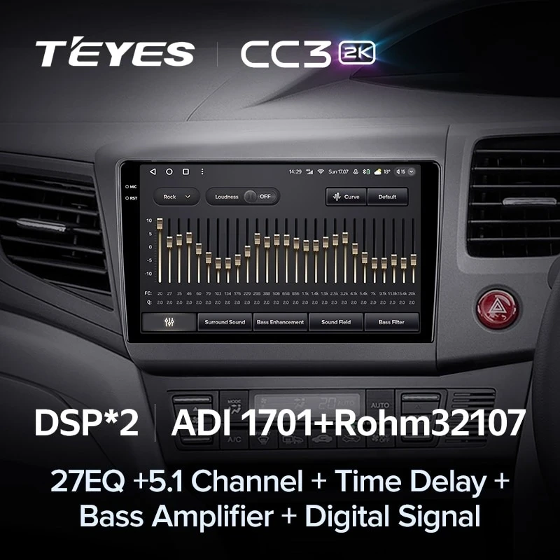 Штатная магнитола Teyes CC3 2K 6/128 Honda Civic 9 FB FK FD (2011-2015) Правый руль