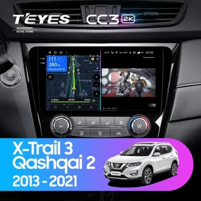 Штатная магнитола Teyes CC3 2K 360 6/128 Nissan Qashqai 2 (2013-2021) F2 климат контроль Тип-AB