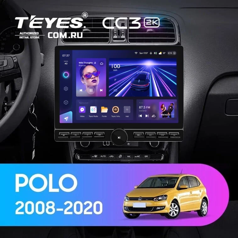 Штатная магнитола Teyes CC3 2K 6/128 Volkswagen Polo 5 (2008-2020) F1 (13" с кнопками)