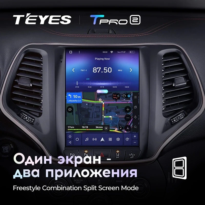 Штатная магнитола Tesla style Teyes TPRO 2 3/32 Jeep Cherokee 5 KL (2013-2018)