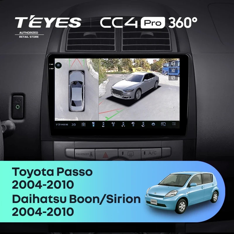 Штатная магнитола Teyes CC4 Pro 360 8/128 Toyota Passo XC10 (2004-2010)