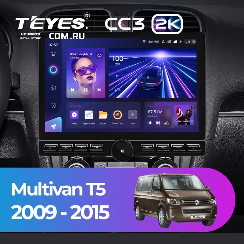 Штатная магнитола Teyes CC3 2K 6/128 Volkswagen Multivan T5 (2009-2015) (13" с кнопками)