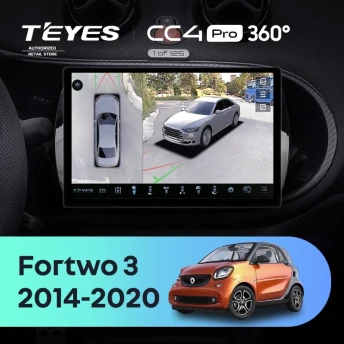 Штатная магнитола Teyes CC4 Pro 360 8/128 Mercedes-Benz Smart Fortwo 3 C453 A453 W453 (2014-2020) (11")