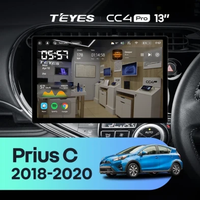 Штатная магнитола Teyes CC4 Pro 12/256 Toyota Prius C (2018-2020) Правый руль (13")