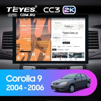 Штатная магнитола Teyes CC3 2K 360 6/128 Toyota Corolla 9 E120 (2004-2006) (13")