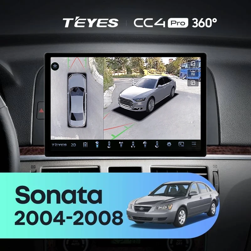 Штатная магнитола Teyes CC4 Pro 360 12/256 Hyundai Sonata NF (2004-2008) (13")