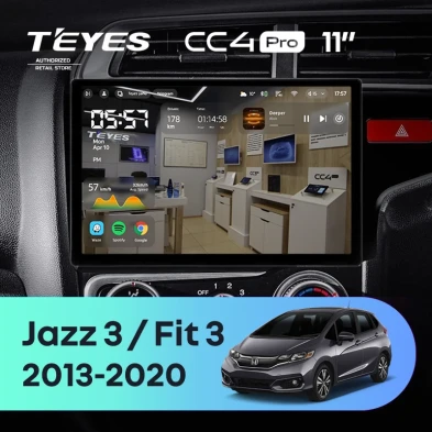 Штатная магнитола Teyes CC4 Pro 12/256 Honda Fit 3 GP GK (2013-2020) Тип-B Правый руль (11")