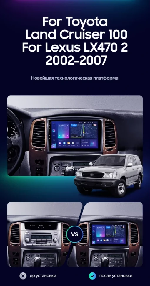Штатная магнитола Teyes CC3L 4/64 Toyota Land Cruiser LC 100 / LC 105 (2002-2007) Тип-A