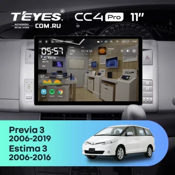 Штатная магнитола Teyes CC4 Pro 12/256 Toyota Estima AHR20 XR50 3 (2006-2016) Правый руль (11")