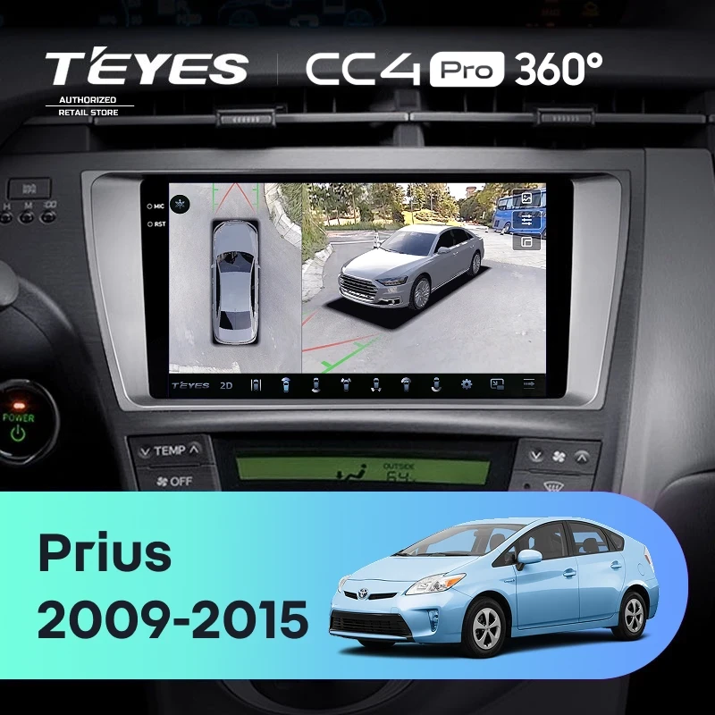 Штатная магнитола Teyes CC4 Pro 360 8/128 Toyota Prius 3 XW30 (2009-2015) F1 Правый руль