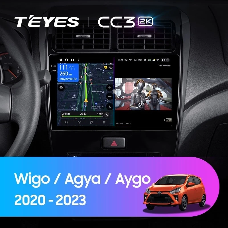 Штатная магнитола Teyes CC3 2K 6/128 Toyota Wigo/Agya (2020-2023) F1