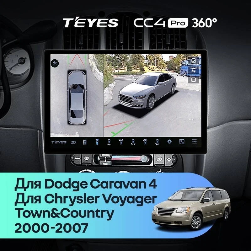 Штатная магнитола Teyes CC4 Pro 360 12/256 Dodge Caravan 4 (2000-2007) Тип-A (13")