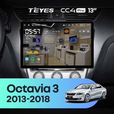 Штатная магнитола Teyes CC4 Pro 8/128 Skoda Octavia 3 A7 (2013-2018) Тип-B (13")