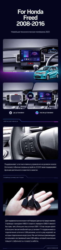 Штатная магнитола Teyes CC3 2K 360 6/128 Honda Freed 1 (2008-2016) F1 Правый руль
