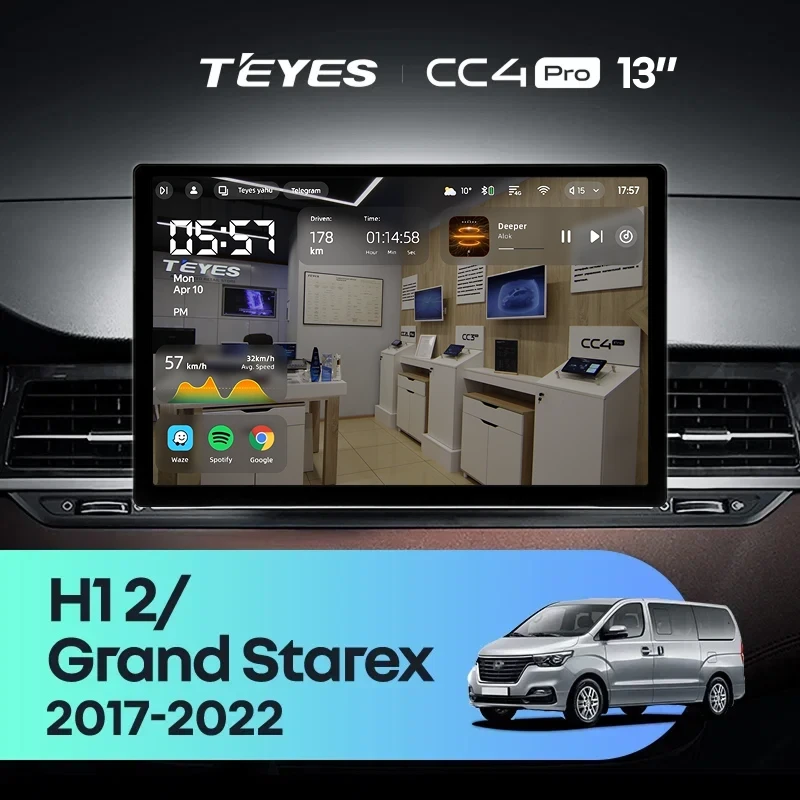 Штатная магнитола Teyes CC4 Pro 8/128 Hyundai H1 2 Grand Starex TQ (2017-2022) (13")