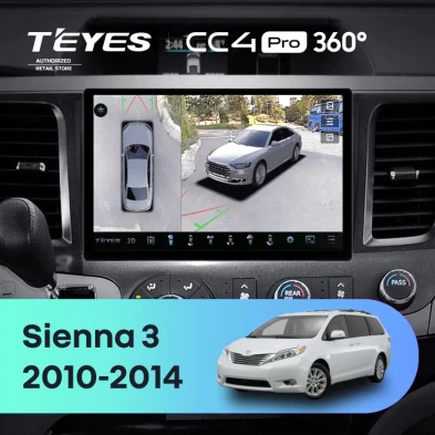 Штатная магнитола Teyes CC4 Pro 360 8/128 Toyota Sienna 3 XL30 (2010-2014) (11")