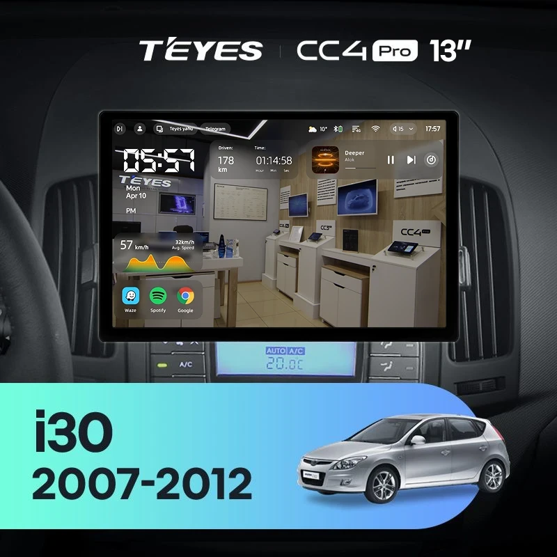 Штатная магнитола Teyes CC4 Pro 8/128 Hyundai i30 1 FD (2007-2012) F2 (13")