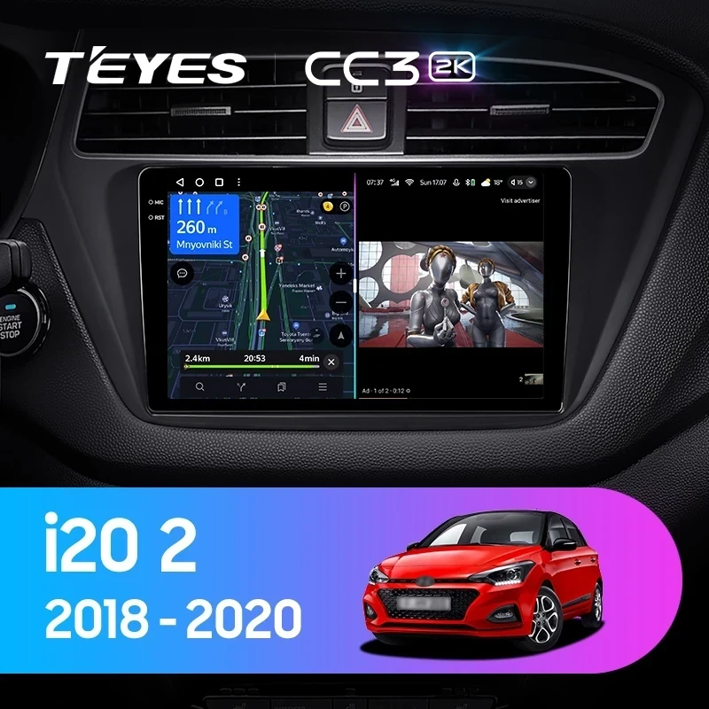Штатная магнитола Teyes CC3 2K 4/32 Hyundai i20 2 GB (2018-2020)