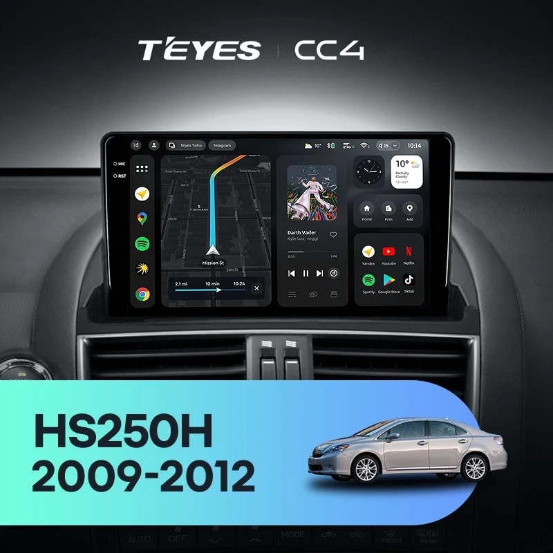 Штатная магнитола Teyes CC4 8/128 Lexus HS250H F10 (2009-2012)