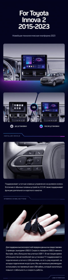 Штатная магнитола Teyes CC3 2K 6/128 Toyota Innova 2 (2015-2023)