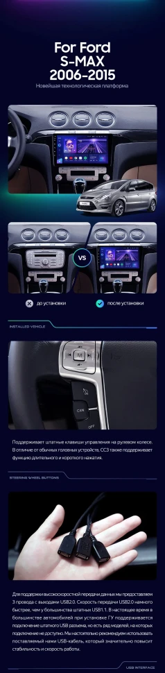 Штатная магнитола Teyes CC3 2K 360 6/128 Ford S-MAX 1 (2006-2015) F1